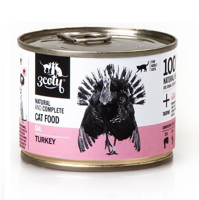3Coty TURKEY for Adult cats 180g - Bez Gluten, Bez Soi — zdjęcie 1 z 5