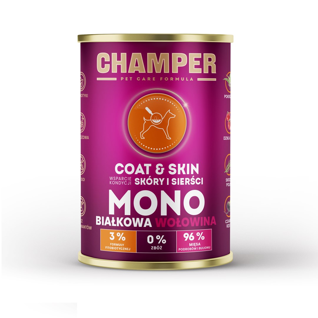 CHAMPER COAT&SKIN MONOBIAŁKOWA Wołowina 400g