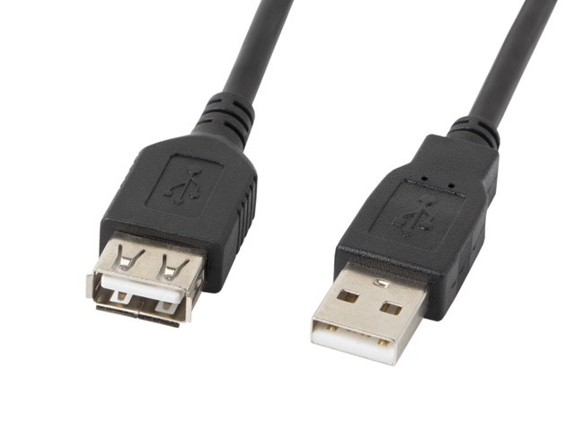 Kabel Lanberg CA-USBE-10CC-0007-BK 0,7m czarny — zdjęcie 1 z 2