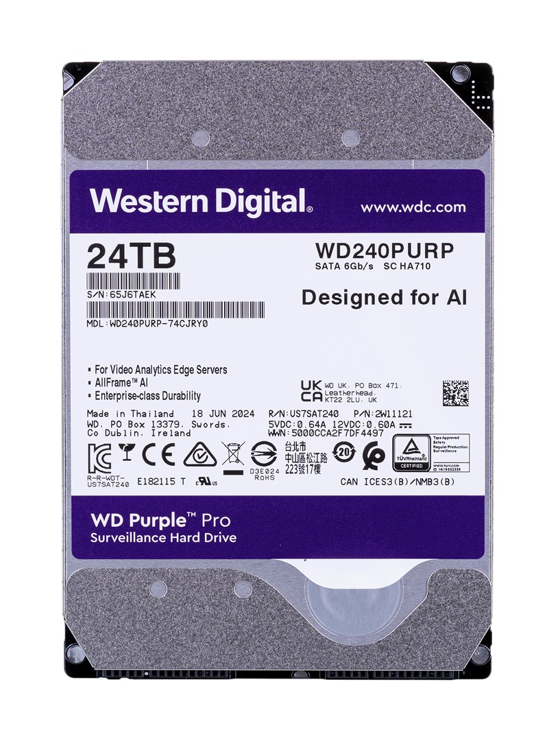 Dysk HDD WD Purple Pro 24 TB 3.5" 512MB — zdjęcie 1 z 3