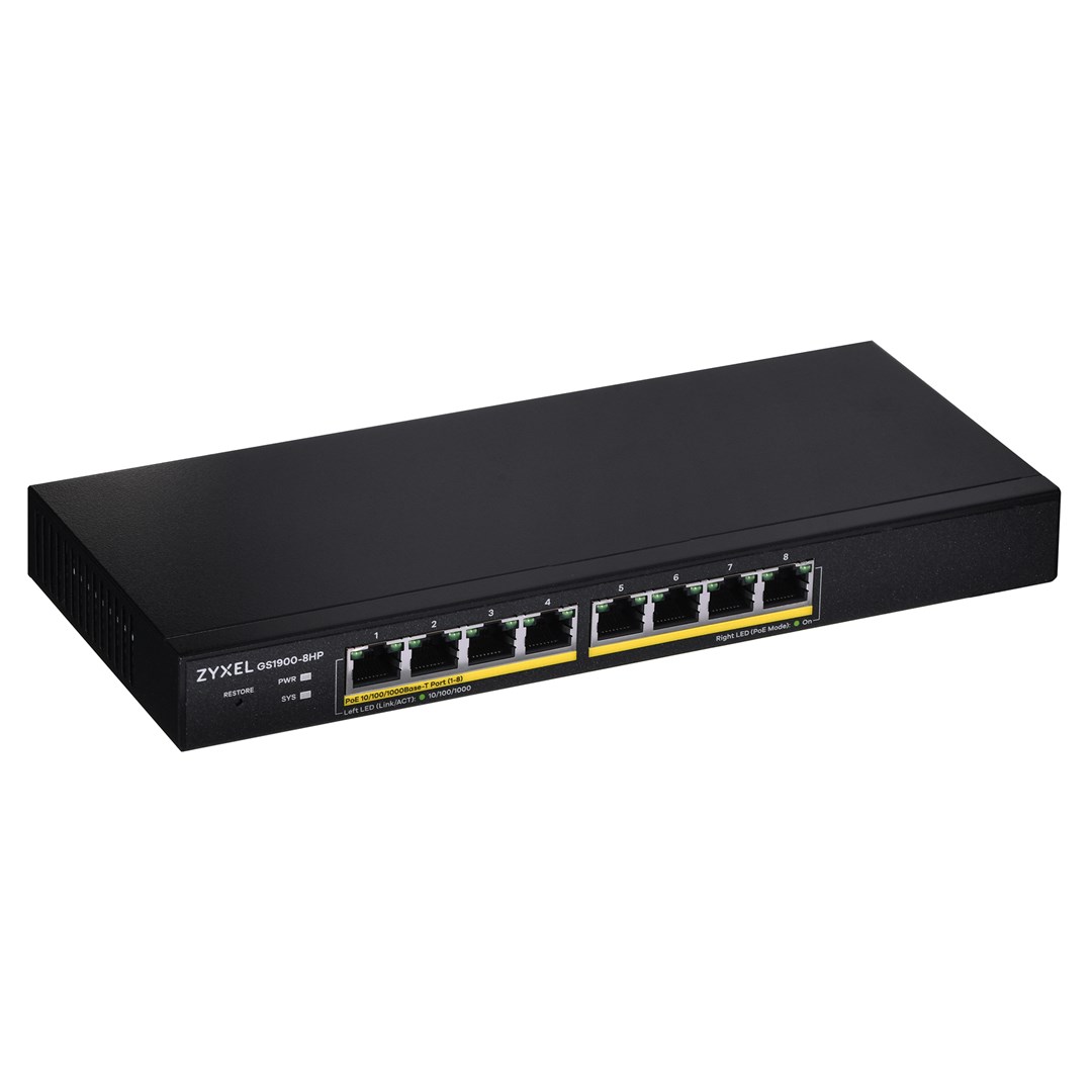 Switch Zyxel GS1900-8HP 8p PoE 77W Managed Gigabit — zdjęcie 1 z 4