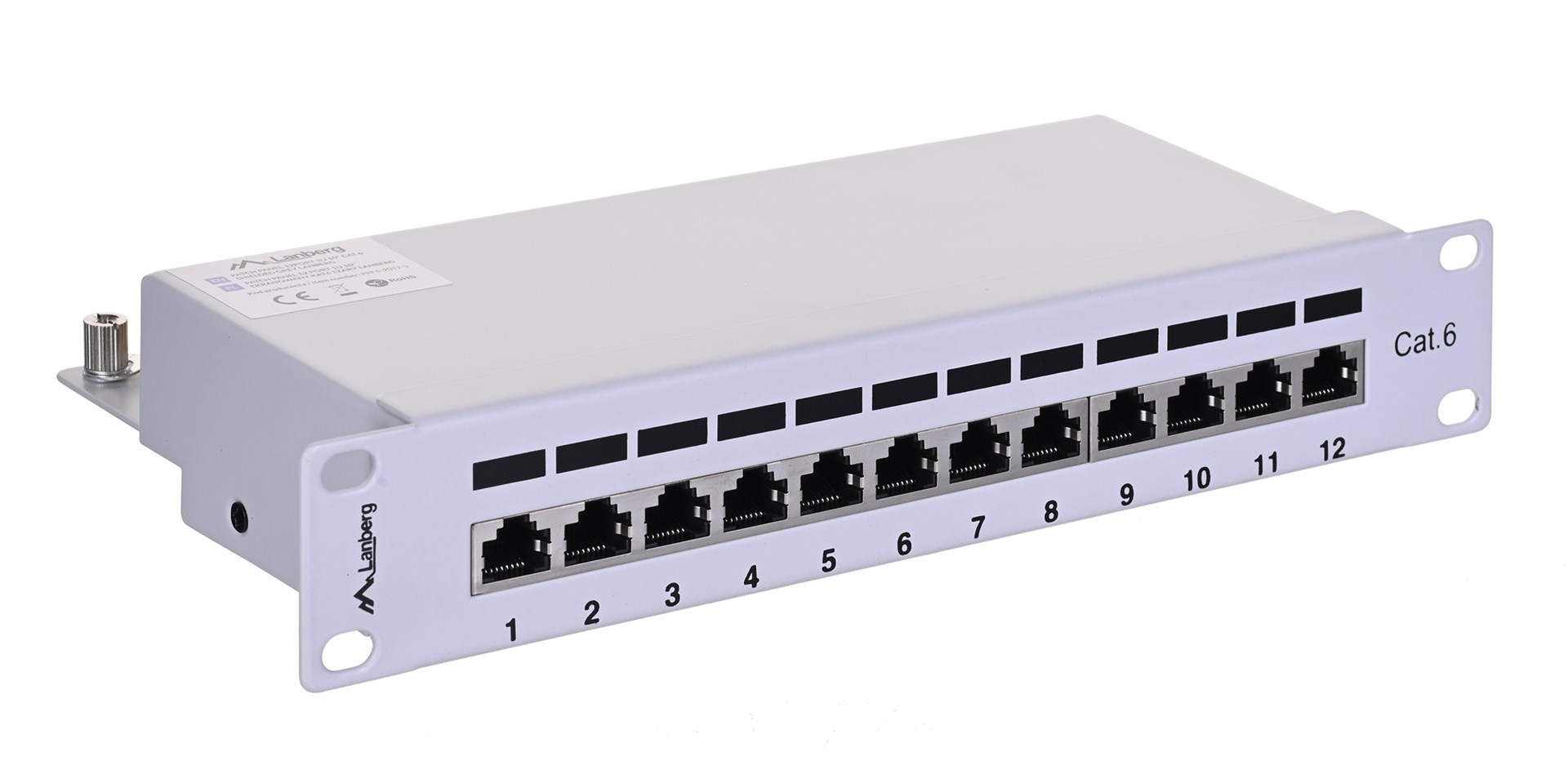 Patch panel Lanberg PPF6-9012-S, 1U, kat. 6, 12xRJ-45 — zdjęcie 1 z 7