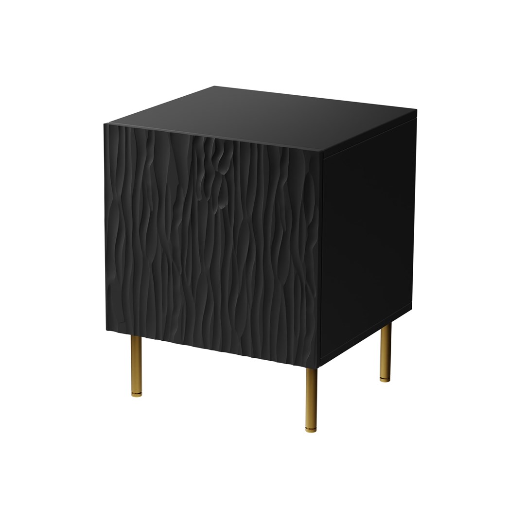 Szafka nocna 2szt. JUNGLE 53,5x40,5x44 czarny mat + złote nóżki — zdjęcie 1 z 3