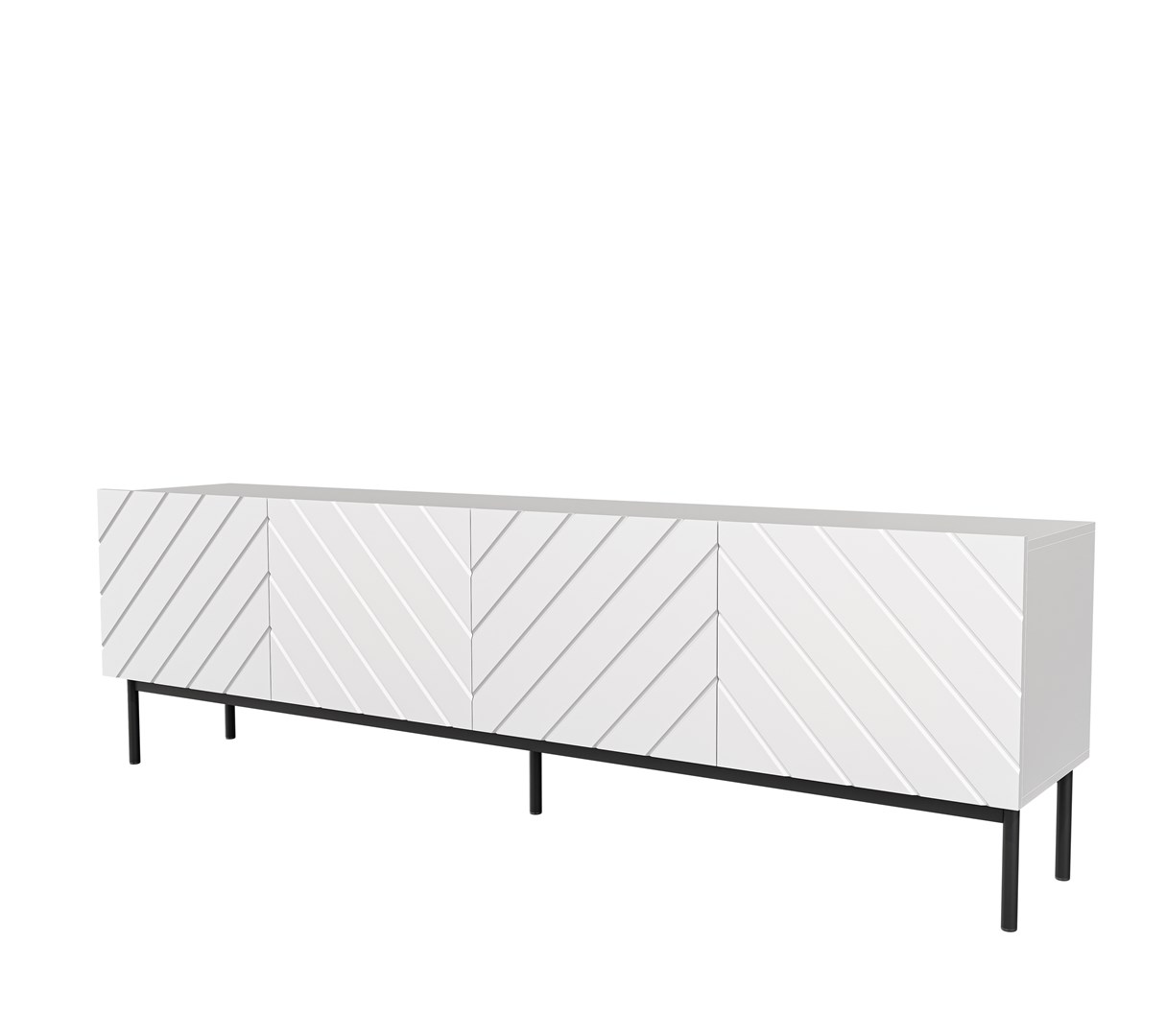 Szafka RTV ABETO 200x42x60 biały/biały połysk — zdjęcie 1 z 2