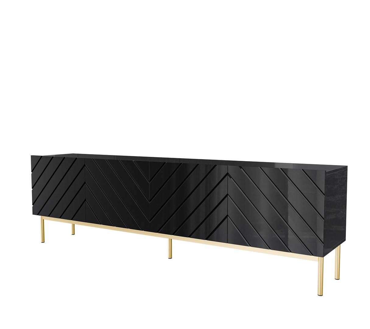 Szafka RTV ABETO 200x42x60 czarny/czarny połysk — zdjęcie 1 z 2