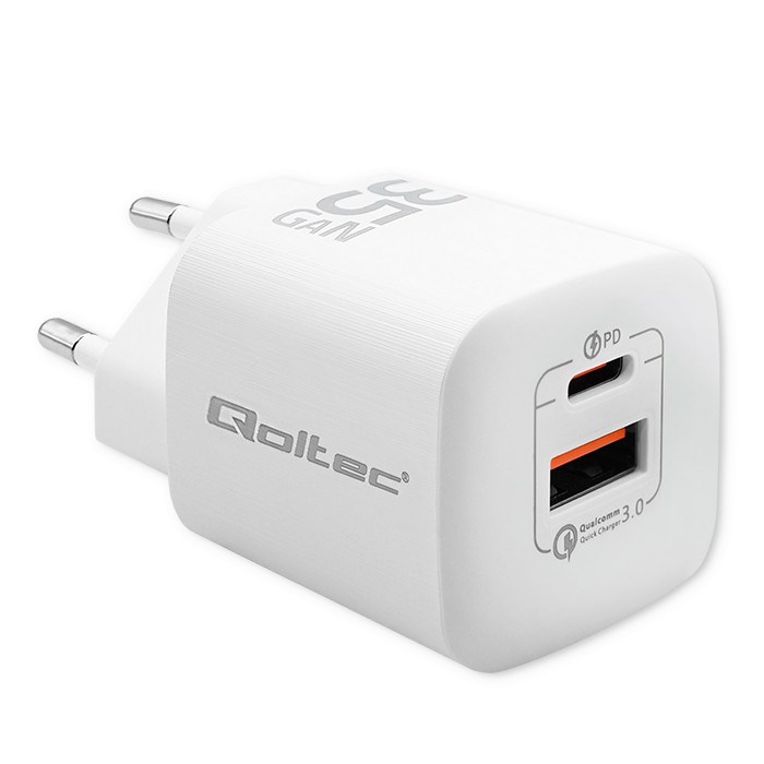 QOLTEC ŁADOWARKA SIECIOWA 35W GAN ULTRA | BIAŁA — zdjęcie 1 z 3