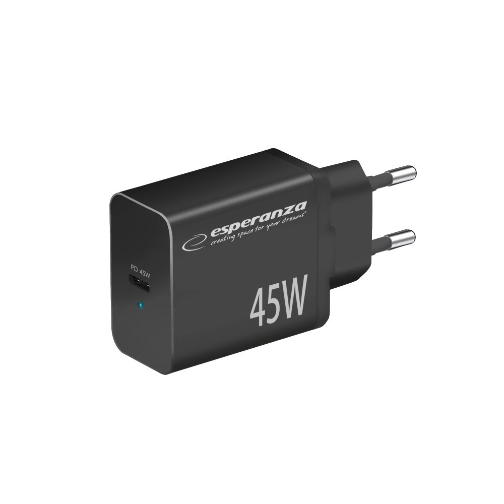 ESPERANZA ŁADOWARKA SIECIOWA 45W USB-C PD EZC108K — zdjęcie 1 z 3