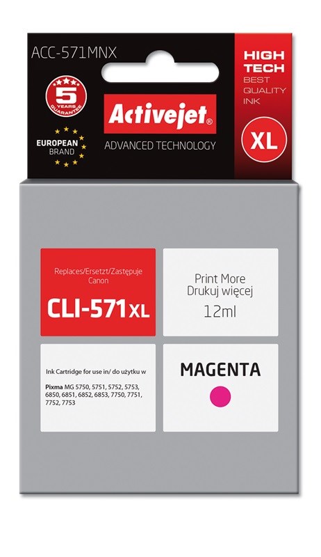 Activejet ACC-571MNX Tusz Zamiennik dla Canon CLI-571XLM — zdjęcie 1 z 2