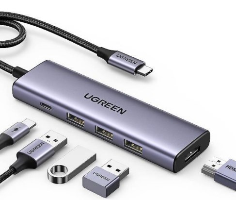 Ugreen Wielofunkcyjny HUB 5w1 USB-C - HDMI 1.4 / 3 x USB-A — zdjęcie 1 z 8