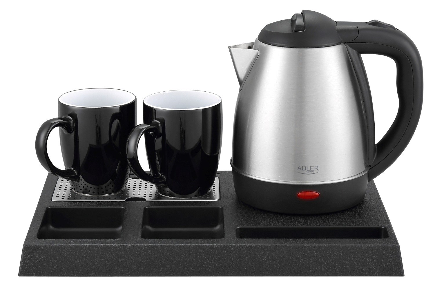 Czajnik hotelowy ADLER AD 1354, 1,2 l, 1500 W, czarny i stalowy — zdjęcie 1 z 8