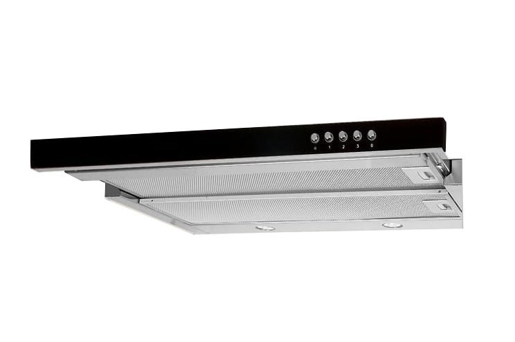 Okap podszafkowy teleskopowy AKPO WK-7 LIGHT GLASS 50 INOX CZARNY (500mm; kolor inox, front czarne szkło) — zdjęcie 1 z 5