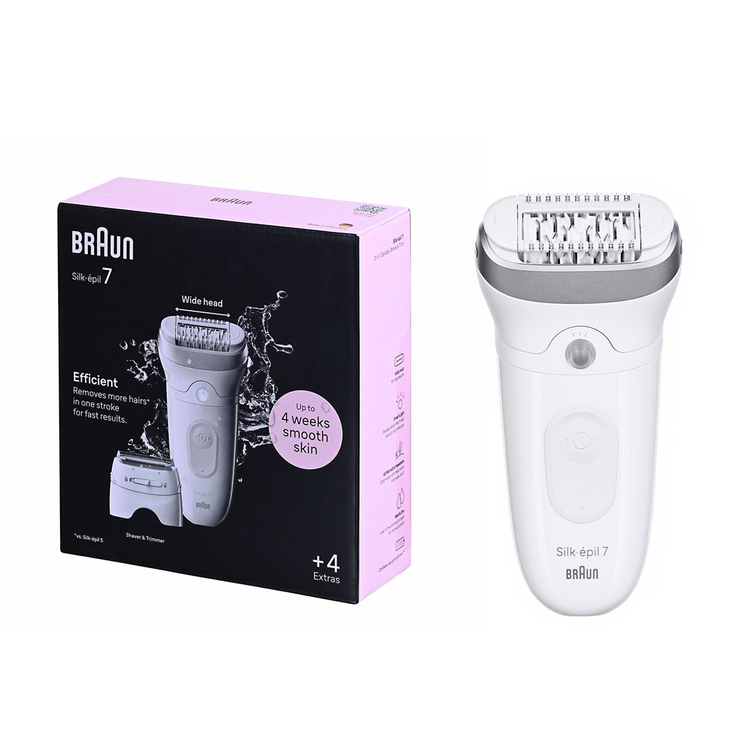 Depilator white SE7-041 Braun - bezprzewodowy, 3 końcówek — zdjęcie 1 z 8