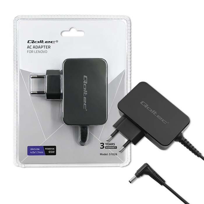 QOLTEC ZASILACZ DO LENOVO 65W 20V 3.25A — zdjęcie 1 z 8