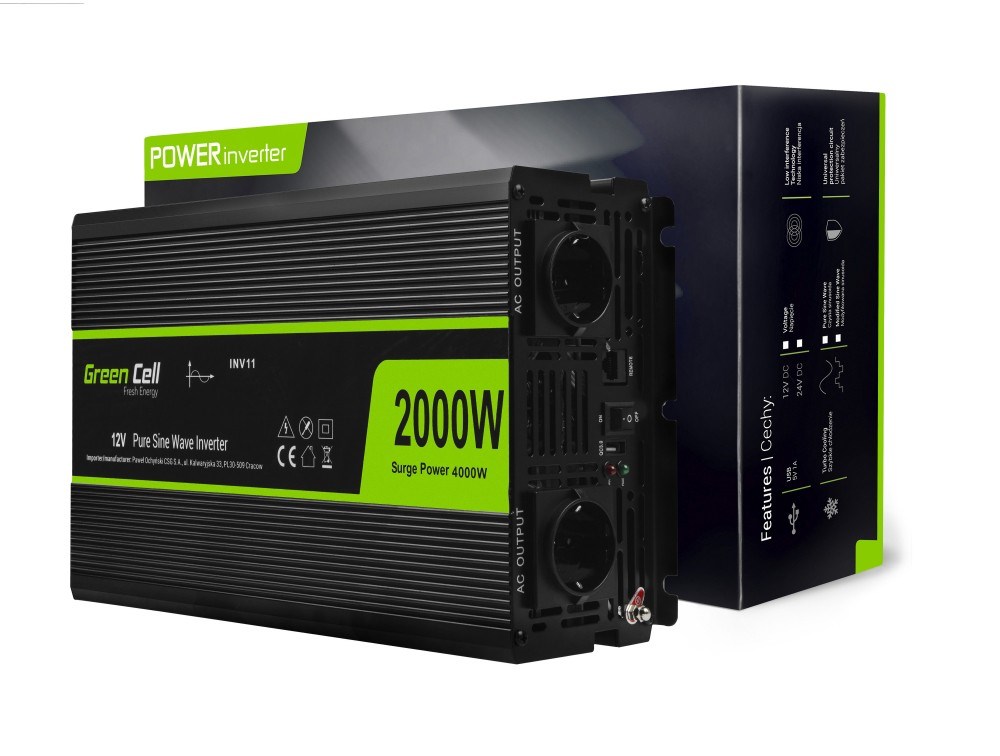 GREEN CELL PRZETWORNICA INV11 12V-230V 2000W/4000W — zdjęcie 1 z 5