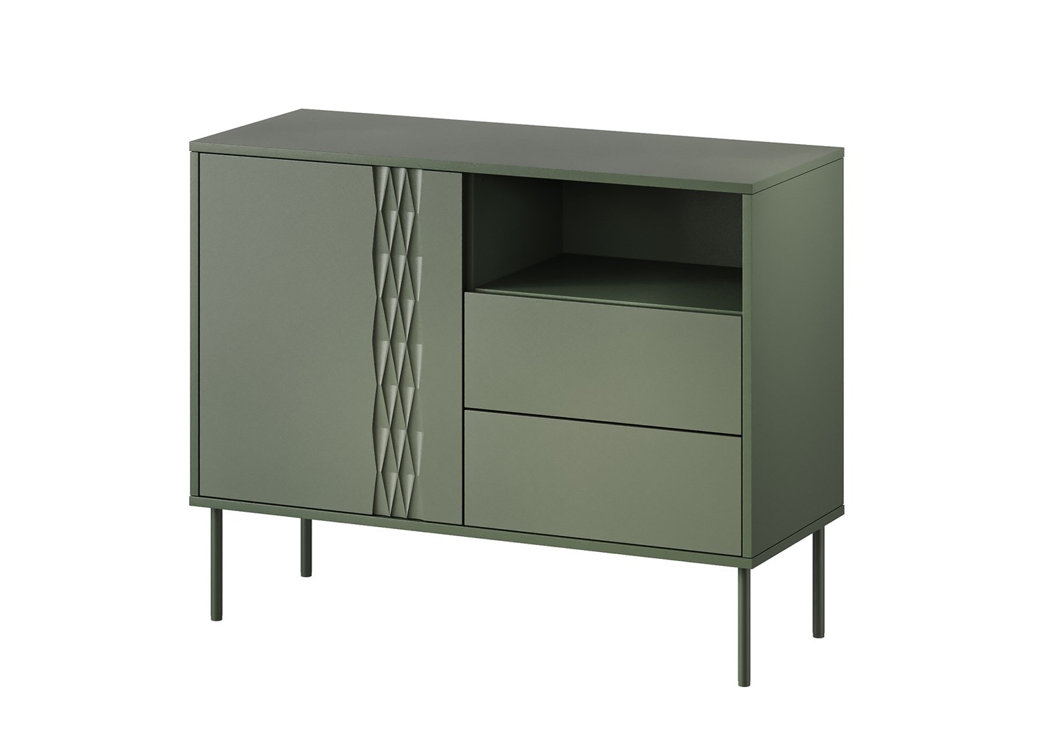 Komoda TRESSE 100x40x75 zieleń mat 1D2S — zdjęcie 1 z 4