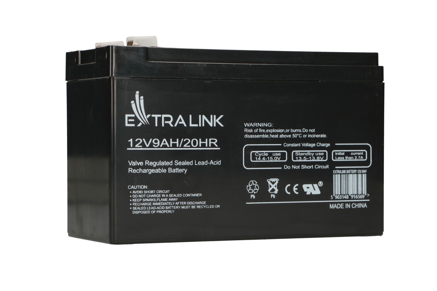 EXTRALINK AKUMULATOR BEZOBSŁUGOWY AGM 12V 9AH — zdjęcie 1 z 5