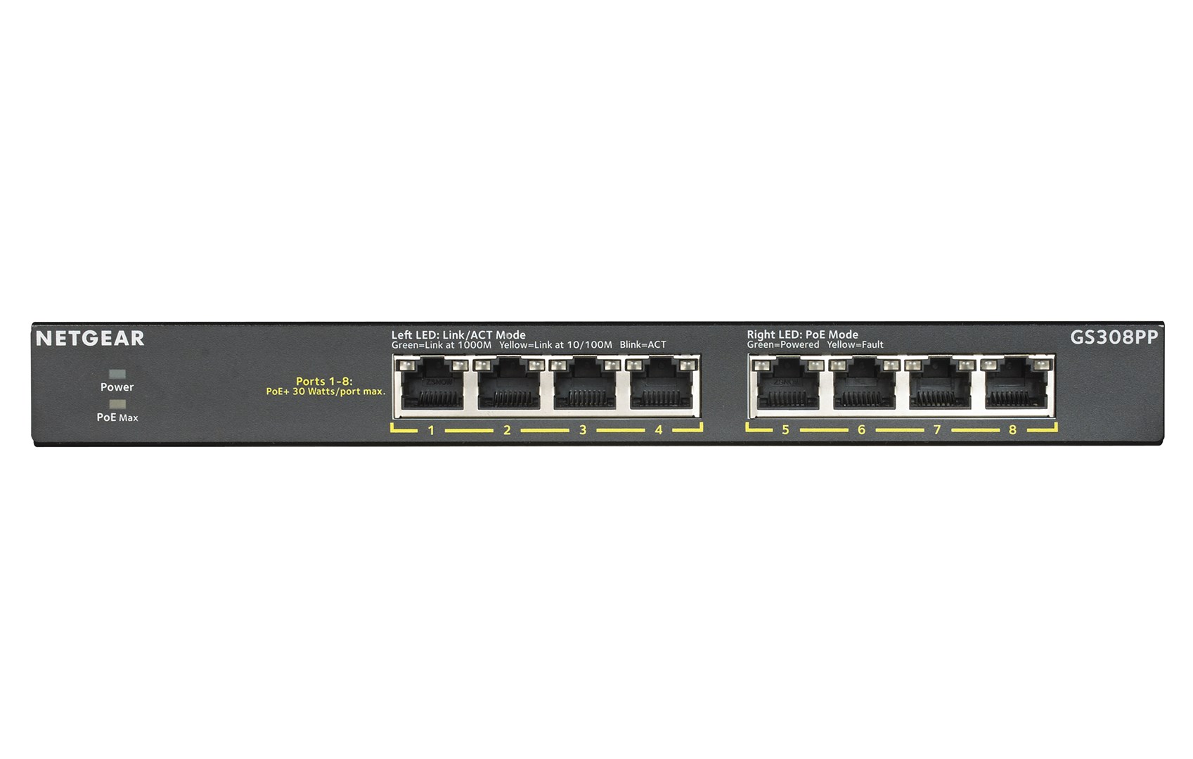 Switch Netgear GS308PP-100EUS 8p PoE 83W Unmanaged — zdjęcie 1 z 5