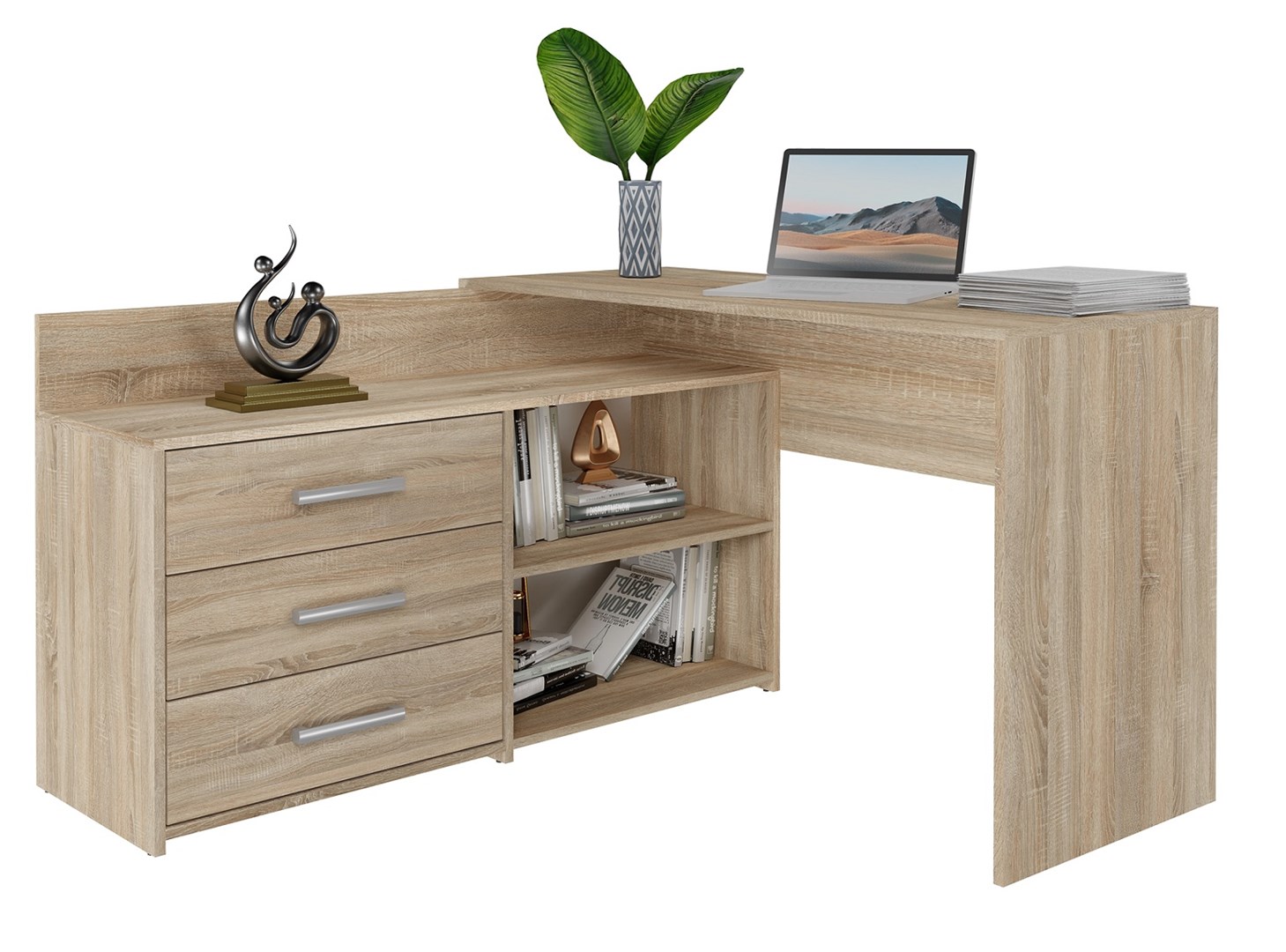 Biurko narożne + komoda DANY 120x50xH76 sonoma — zdjęcie 1 z 6