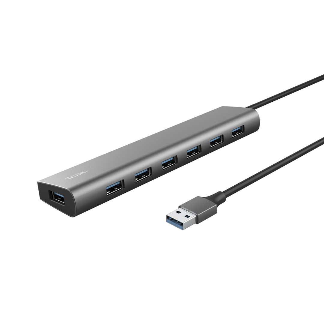 Trust HALYX 7 Port USB Hub Srebrny — zdjęcie 1 z 8