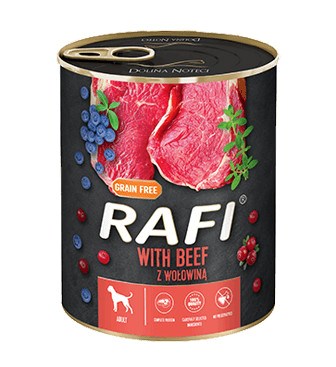 Karma Rafi wołowina borówki 800g dla psa