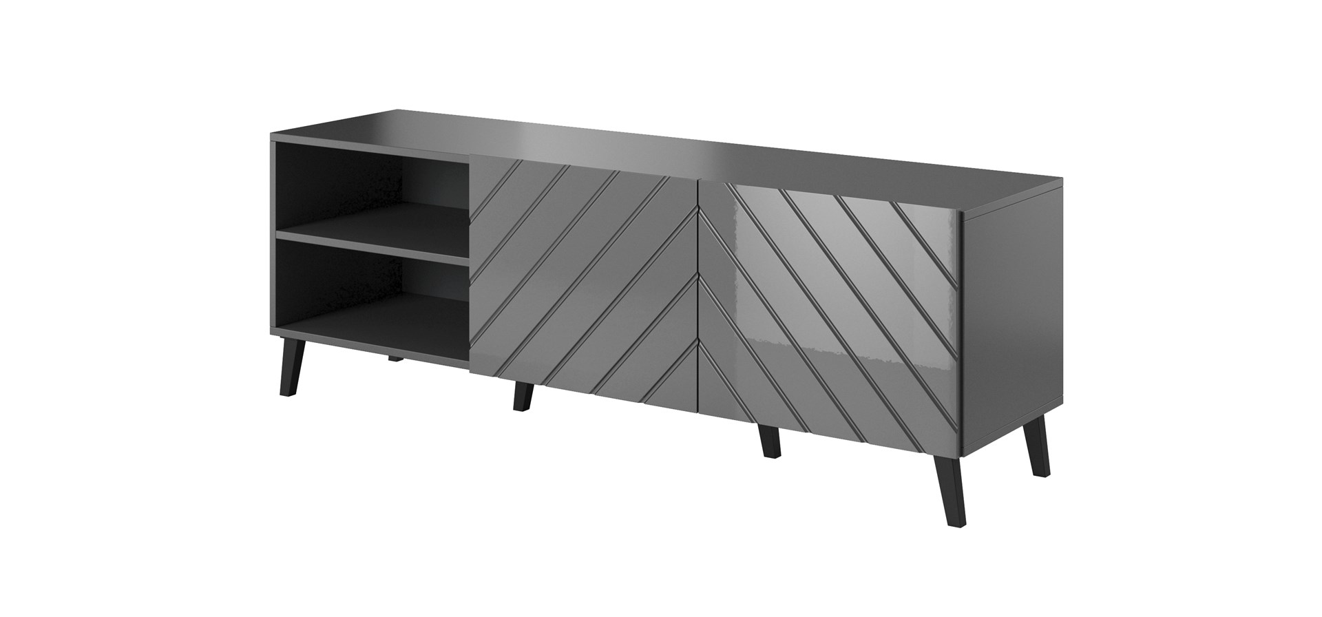 Szafka RTV ABETO 150x42x52 grafit/grafit połysk — zdjęcie 1 z 8