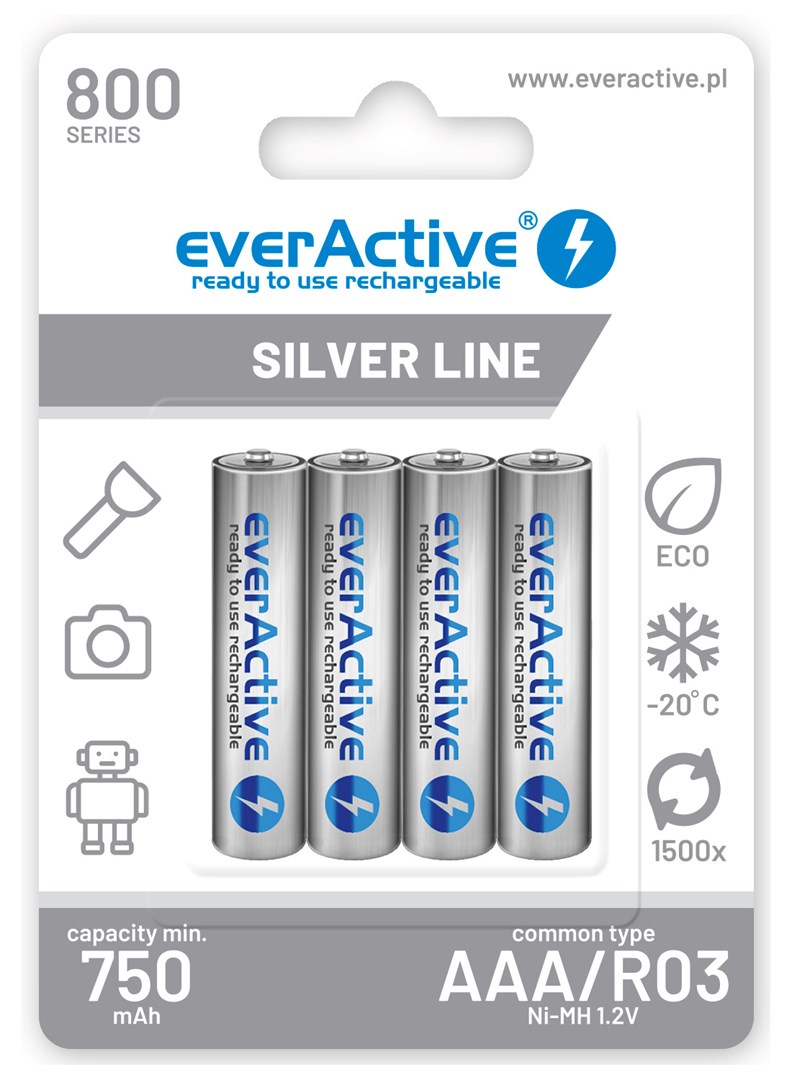 Zestaw akumulatorków everActive EVHRL03-800 800mAh Ni-MH — zdjęcie 1 z 2