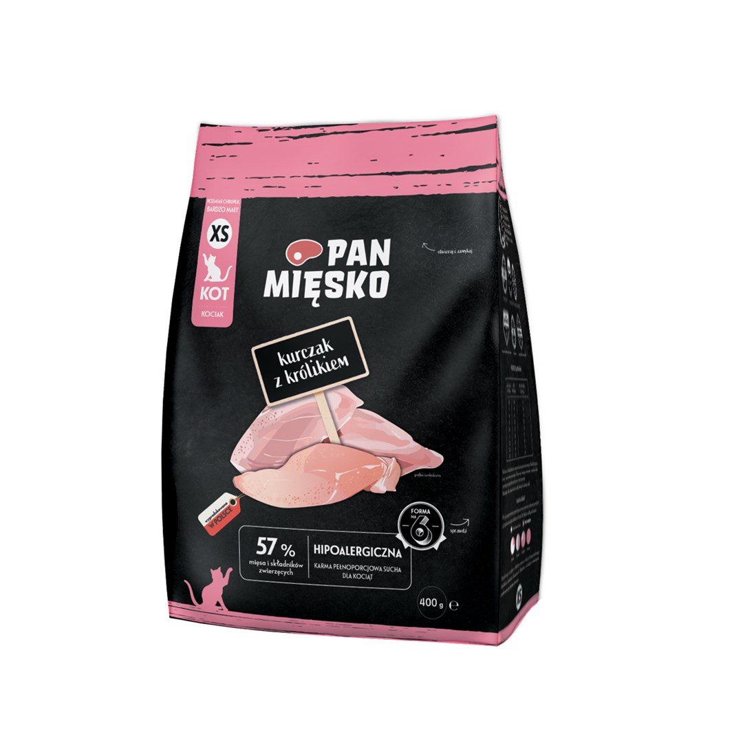 Pan Mięsko Kurczak z Królikiem Sucha Karma XS 400g