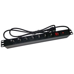 Alantec Listwa zasilająca 19" 230V - 7 gniazd (typu E - CEE 7/5), z wyłącznikiem LED, z zabezpieczeniem przeciwprzeciążeniowym, kabel 1,8m CEE 7/7 (PZ071U) — zdjęcie 1 z 3