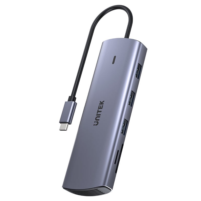 UNITEK HUB USB-C 9W1, HDMI, VGA, SD, RJ45, 3X USB-A, PD 100W — zdjęcie 1 z 3