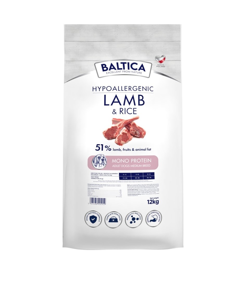 BALTICA NUTRACEUTIC Hypoallergenic Lamb & Rice M 12kg — zdjęcie 1 z 2
