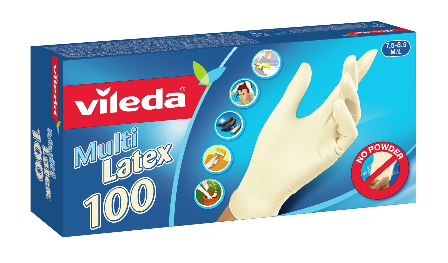 Rękawice lateksowe Vileda Natural Latex M/L 100 szt — zdjęcie 1 z 3
