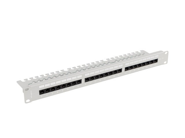 LANBERG PATCH PANEL 24 PORT 1U 19" KAT.5E UTP SZARY — zdjęcie 1 z 5