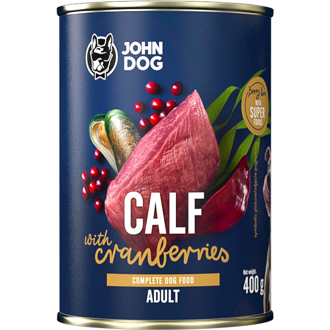 JOHN DOG BERRY CIELĘCINA z Żurawiną 400g