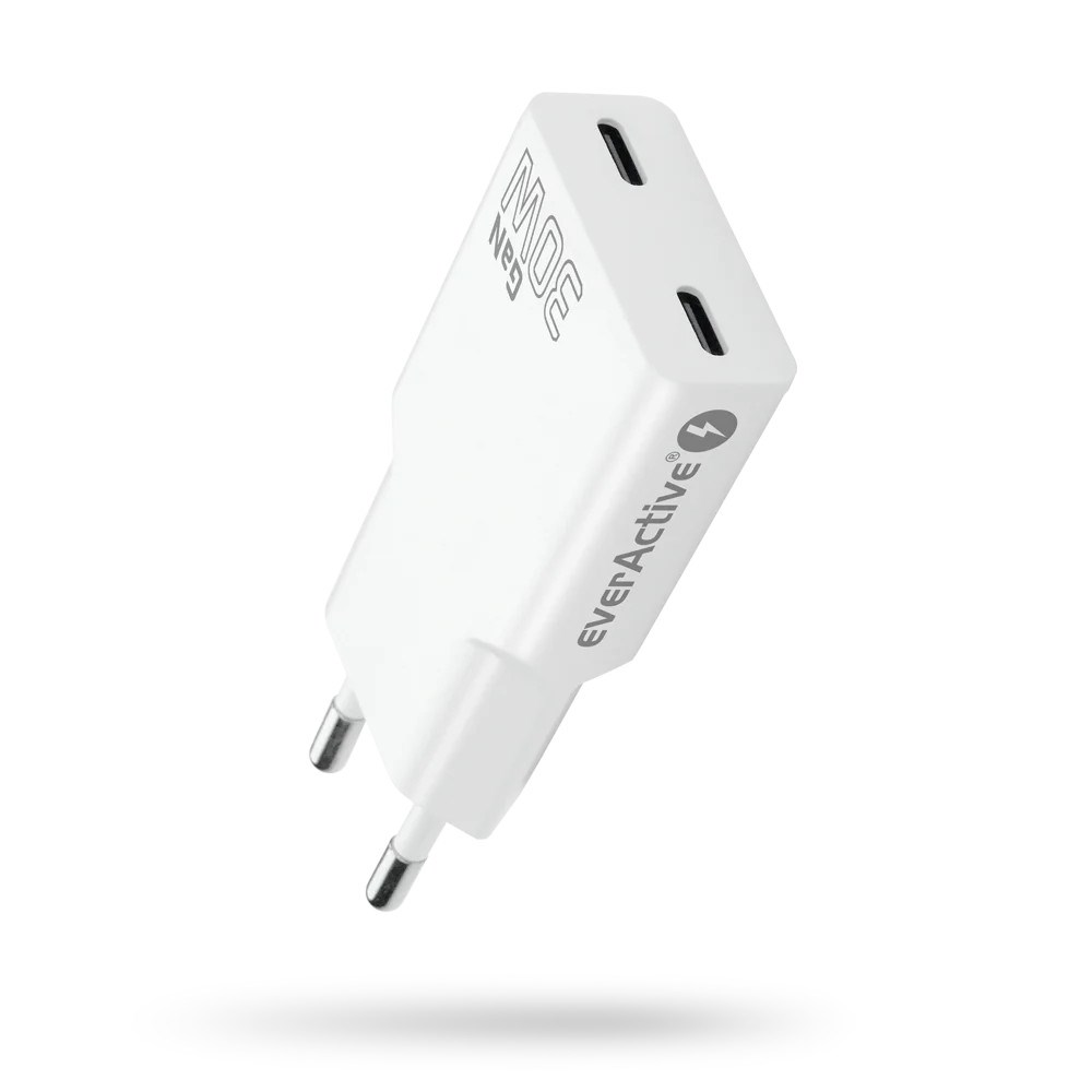 EVERACTIVE ŁADOWARKA SIECIOWA 2 X USB-C 30W BIAŁA — zdjęcie 1 z 6