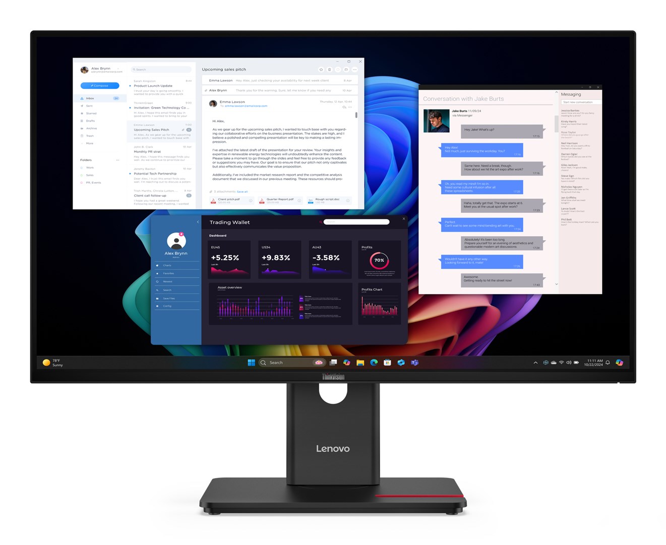 Lenovo ThinkVision T27UD-40 27"UHD IPS 60Hz 350nits AG USB HDMI DP RJ45 Eclipse Black 3Y OnSite — zdjęcie 1 z 8