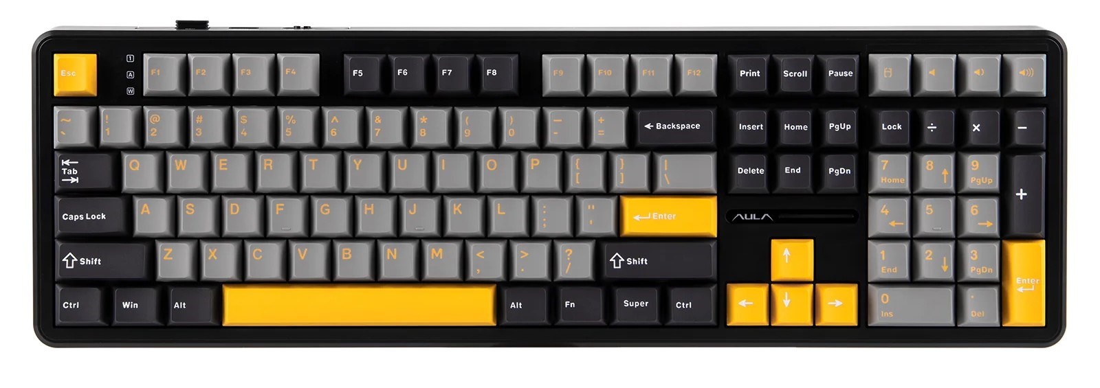 Klawiatura gasket F108 Gray+Orange+Deep Gray Volcano switch RGB AULA — zdjęcie 1 z 8