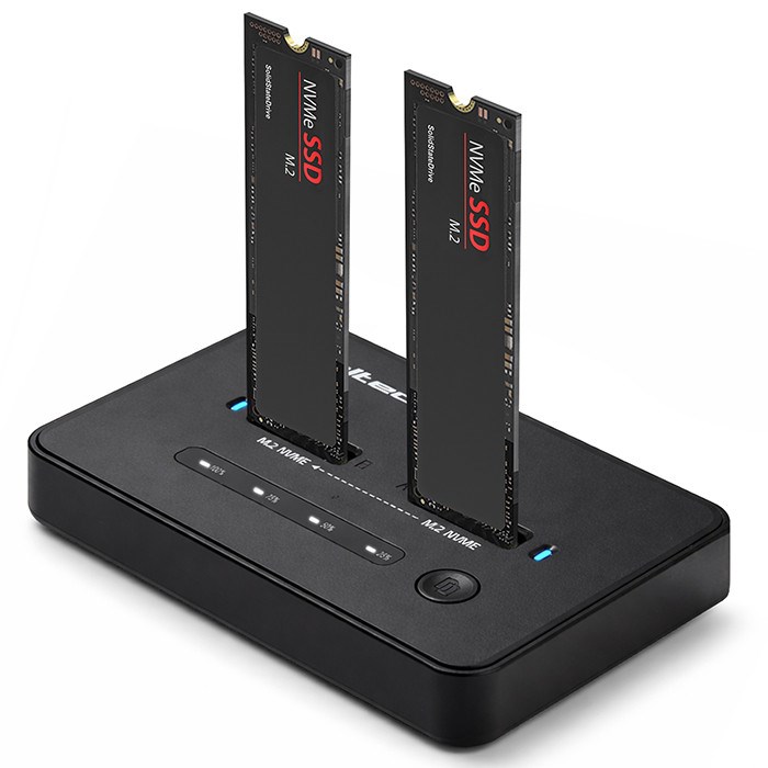QOLTEC STACJA DOKUJĄCA SSD M.2 NVME | PCIE | USB-C | 20GB/S | DUAL 2X8TB | KLONOWANIE OFFLINE — zdjęcie 1 z 8