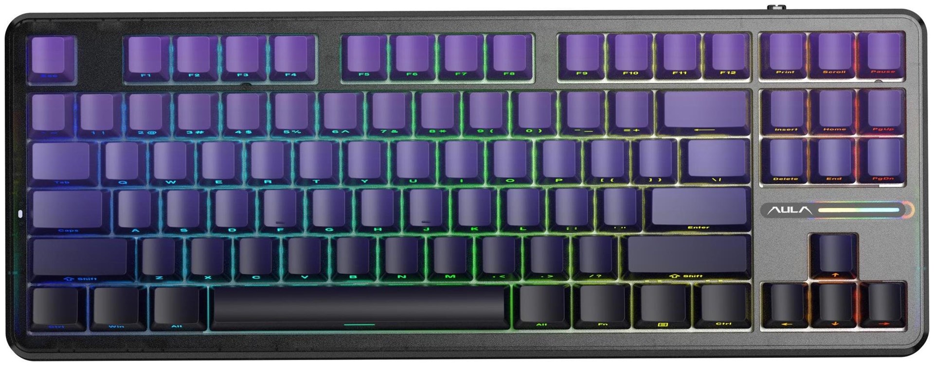 Klawiatura gasket F87 Pro Purple Black Gradient GrayWoodV4 switch RGB AULA — zdjęcie 1 z 4