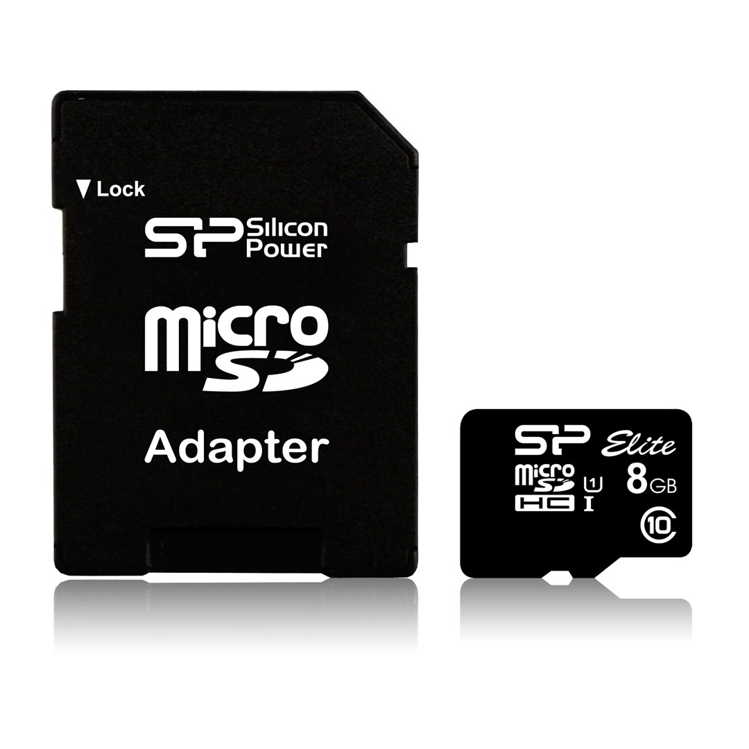 Karta pamięci Silicon Power microSDHC Elite 8GB CL10 UHS-1 (U1) + ADAPTER microSD-SD (SP008GBSTHBU1V10SP) — zdjęcie 1 z 2