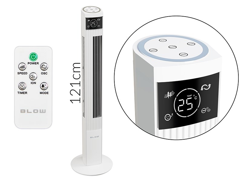BLOW WENTYLATOR KOLUMNOWY XXL 125CM 90W BIAŁY — zdjęcie 1 z 8