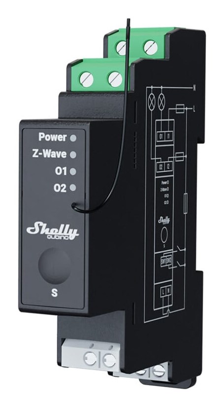 Sterownik dwukanałowy na szynę DIN z pomiarem energii Z-Wave Shelly Qubino Wave Pro 2 — zdjęcie 1 z 3