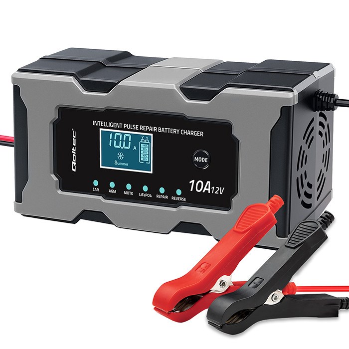 QOLTEC ŁADOWARKA 12V 10A | PROSTOWNIK Z FUNKCJĄ NAPRAWY DO AKUMULATORA AGM GEL LIFEPO4 | LCD — zdjęcie 1 z 8