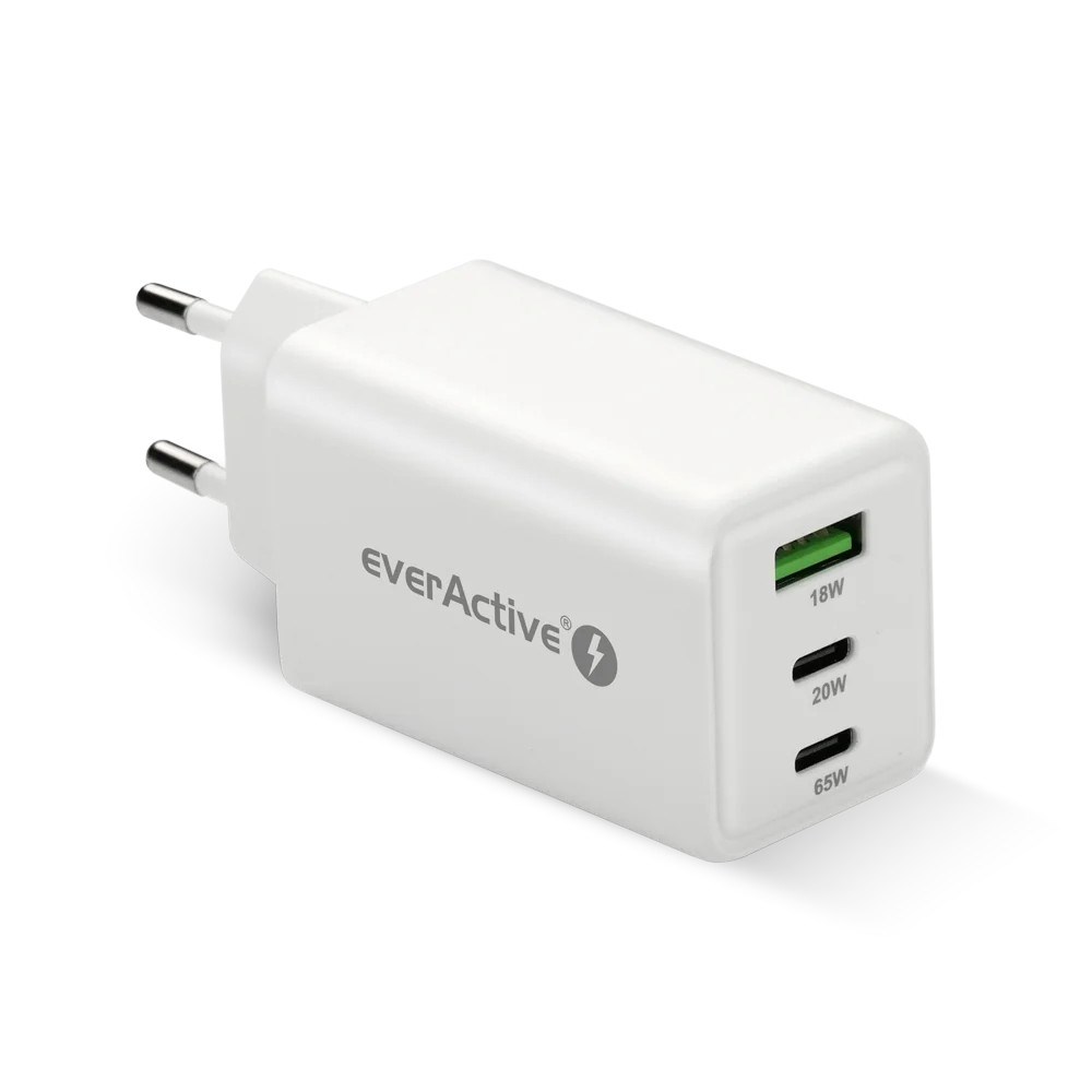 EVERACTIVE GAN 65W, 1xUSB, 2xUSB-C Quick Charge 4+ — zdjęcie 1 z 7
