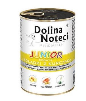 DOLINA NOTECI Premium Junior bogata w żołądki z kurczaka - mokra karma dla szczeniąt ras średnich i dużych - 400 g