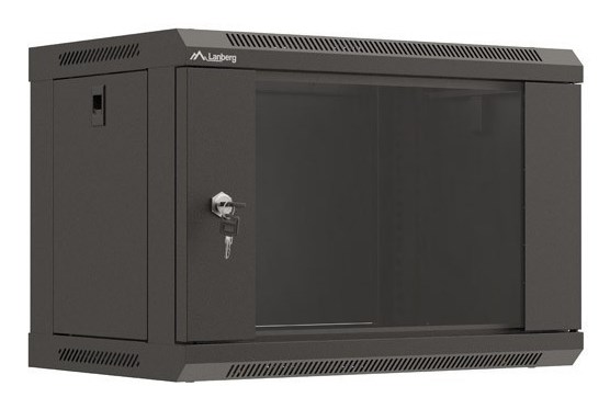 LANBERG SZAFA INSTALACYJNA RACK WISZĄCA 19" 6U 540X350 CZARNA DRZWI PRZESZKLONE (FLAT PACK) — zdjęcie 1 z 8