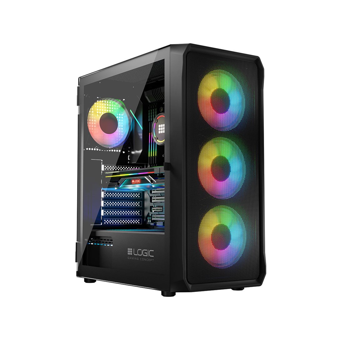 LOGIC OBUDOWA LOGIC PORTOS ARGB MIDI USB 3.0 BLACK — zdjęcie 1 z 8