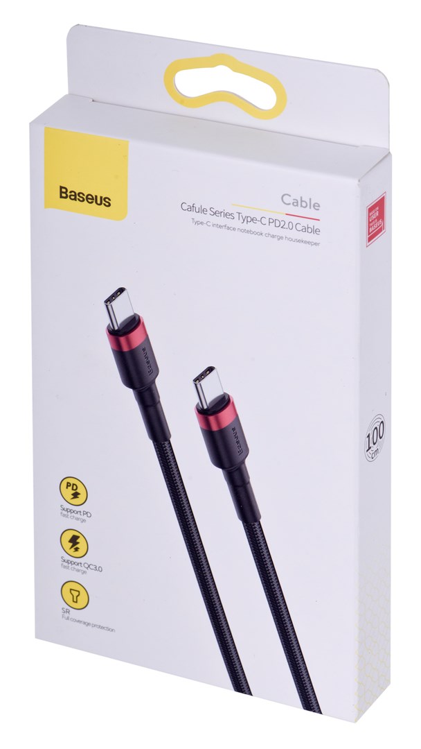BASEUS KABEL USB-C DO USB-C CAFULE 60W 1M, CZARNY — zdjęcie 1 z 4