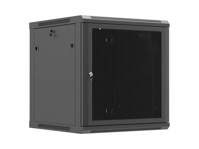 LANBERG SZAFA INSTALACYJNA RACK WISZĄCA 19" 12U 600X600 CZARNA DRZWI PERFOROWANE (FLAT PACK) — zdjęcie 1 z 8