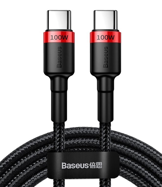 BASEUS KABEL USB-C/USB-C CAFULE 100W 2M CZERWONO-CZARNY — zdjęcie 1 z 6