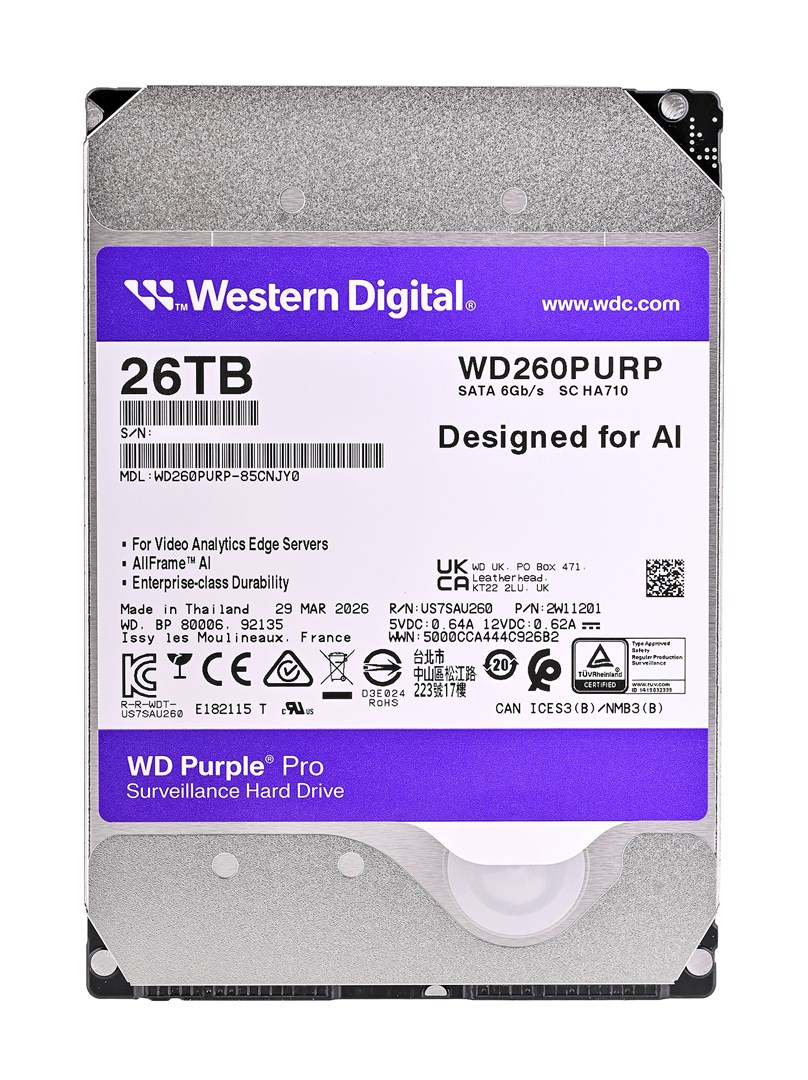 Dysk HDD WD Purple Pro 26 TB, 7200 obr/min — zdjęcie 1 z 3